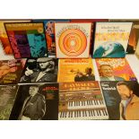A collection of easy listening vinyl LP records and box sets with Frank Sinatra, Bing Crosby,
