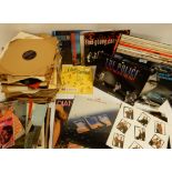 A quantity of shellac and vinyl LP records to include Fine Young Cannibals, Bruce Springsteen,