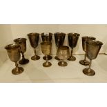 A lot comprising 10 assorted metal goblets Condition Report: Available upon request