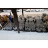 A quantity of cut glass and crystal drinking glasses, decanters, vases, ewers, dishes etc