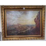 A large gilt framed print of Calton Hill, Edinburgh after Alexander Nasmyth, 58cm high x 77cm wide