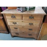 An oak two over three chest of drawers, 102cm high x 102cm wide x 50cm deep Condition Report: