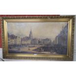 A gilt framed print of a Georgian town square, 56cm high x 104cm wide Condition Report: Available