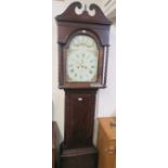 A Georgian mahogany longcase clock with floral painted face "J Scott, Paisley" 222cm high