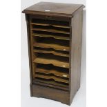 An Early 20th Century oak tambour front filing cabinet, (def) 92cm high x 48cm wide x 38cm deep