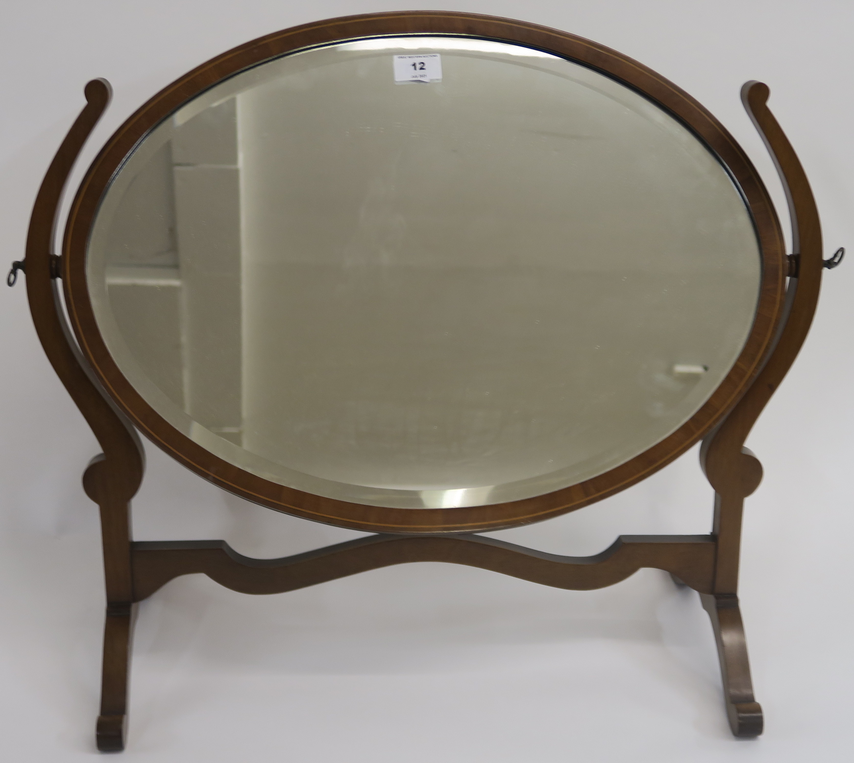 An inlaid mahogany dressing mirror Condition Report: Available upon request