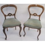 A pair of Victorian rosewood dining chairs (2) Condition Report: Available upon request