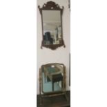 A Georgian style walnut wall mirror and a walnut toilet mirror (2) Condition Report: Available