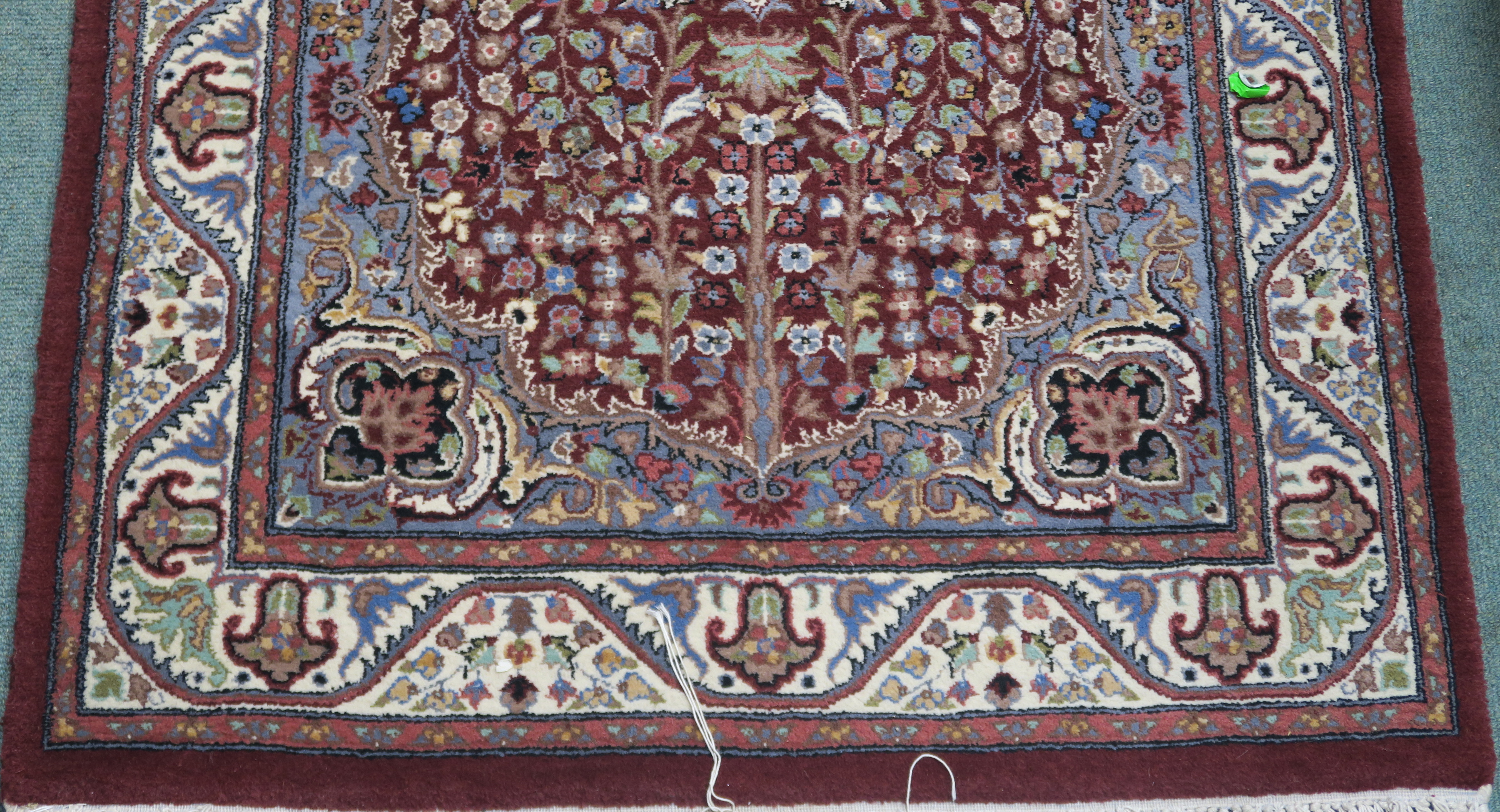 A modern burgundy ground wool rug with cream central medallion and border, 160cm x 97cm and a - Image 3 of 4