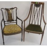 Two Edwardian inlaid mahogany armchairs (2) Condition Report: Available upon request