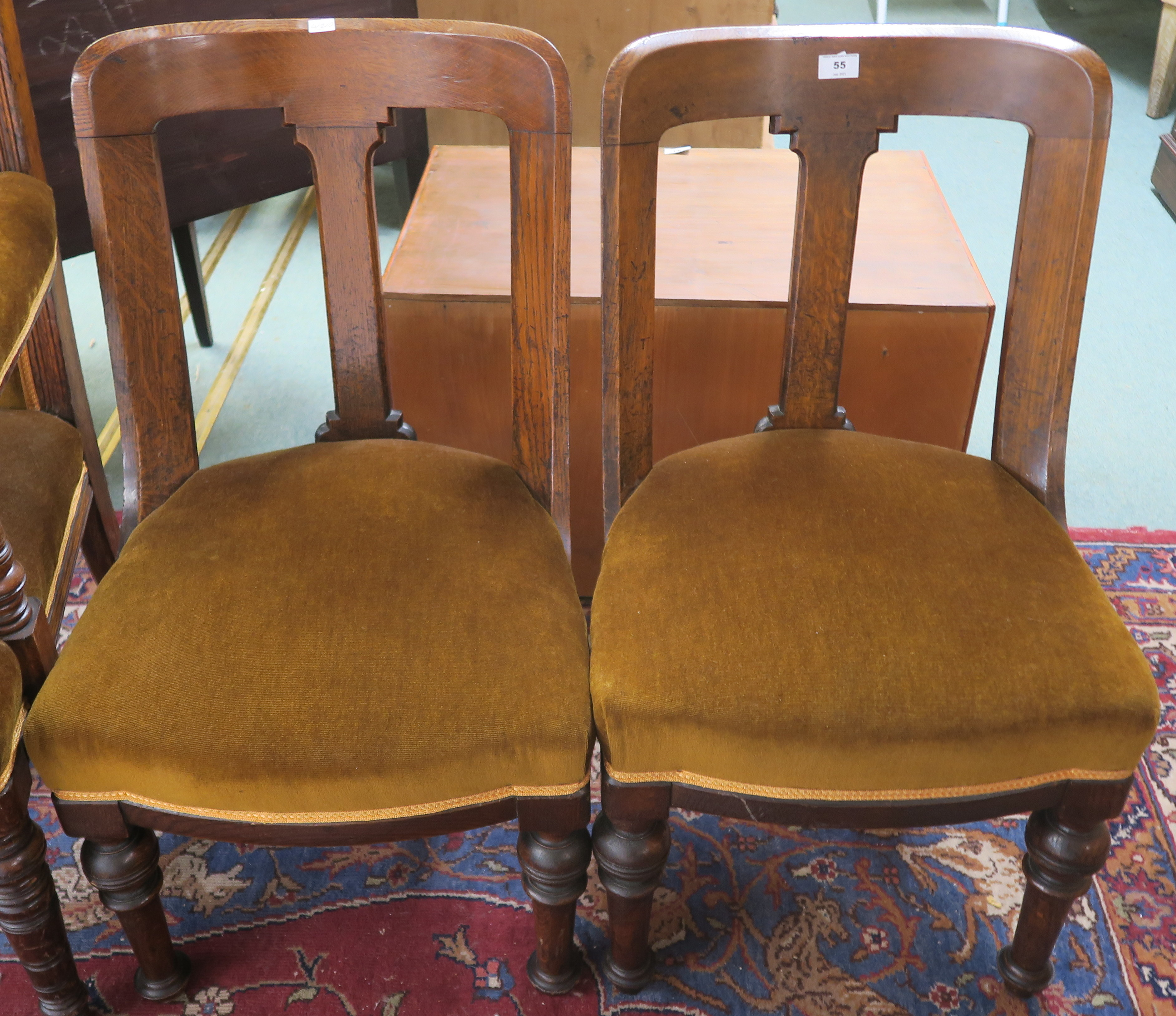 An oak ecclesiastical chair, an oak armchair and two Victorian oak chairs (4) Condition Report: - Image 3 of 3