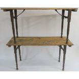 A pair of trestle tables with cast iron supports "Calton Glasgow" 76cm high x 153cm wide x 55cm deep