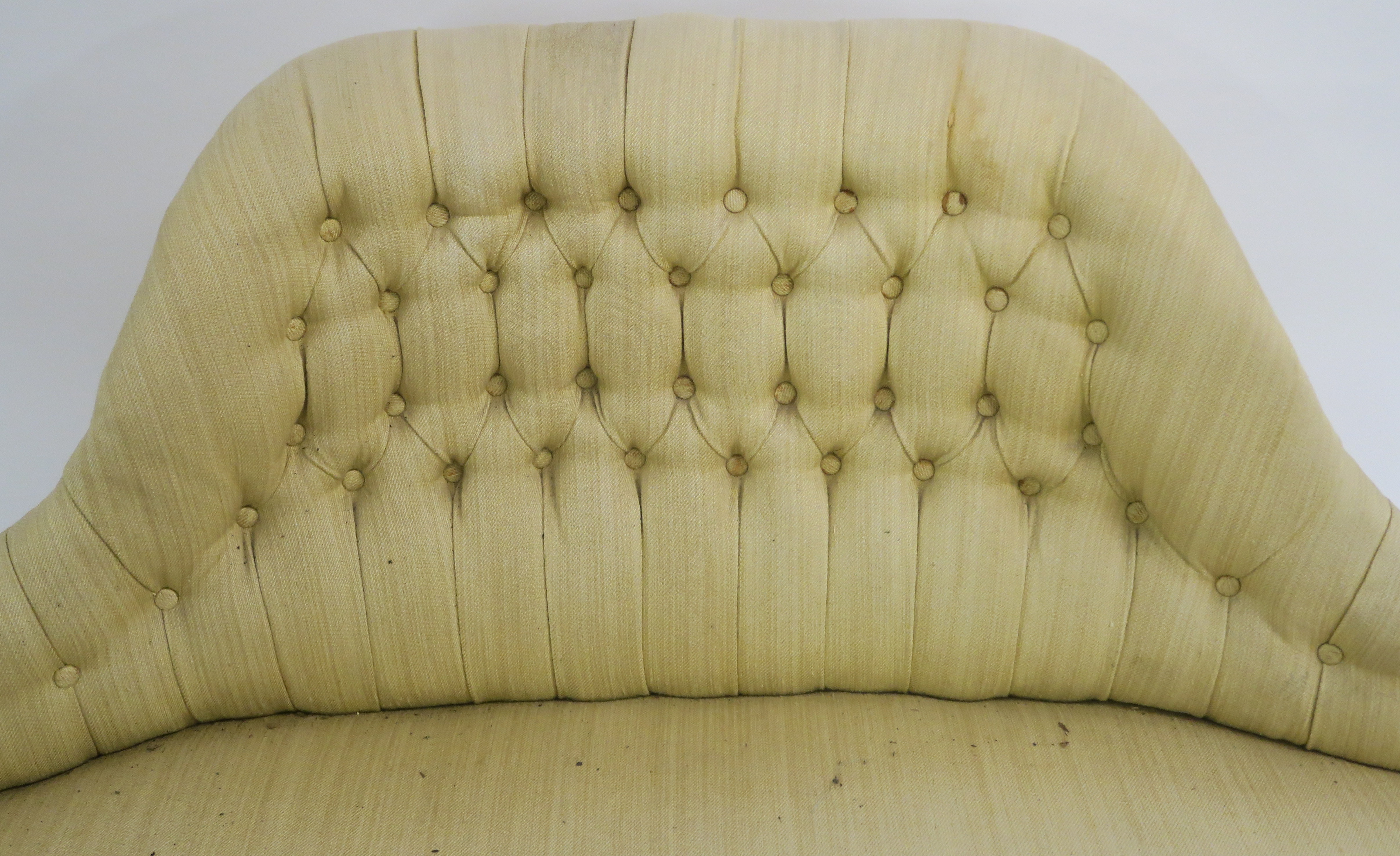 A Victorian button back sofa with shaped back on ebonised legs with ceramic castors, 75cm high x - Image 2 of 5