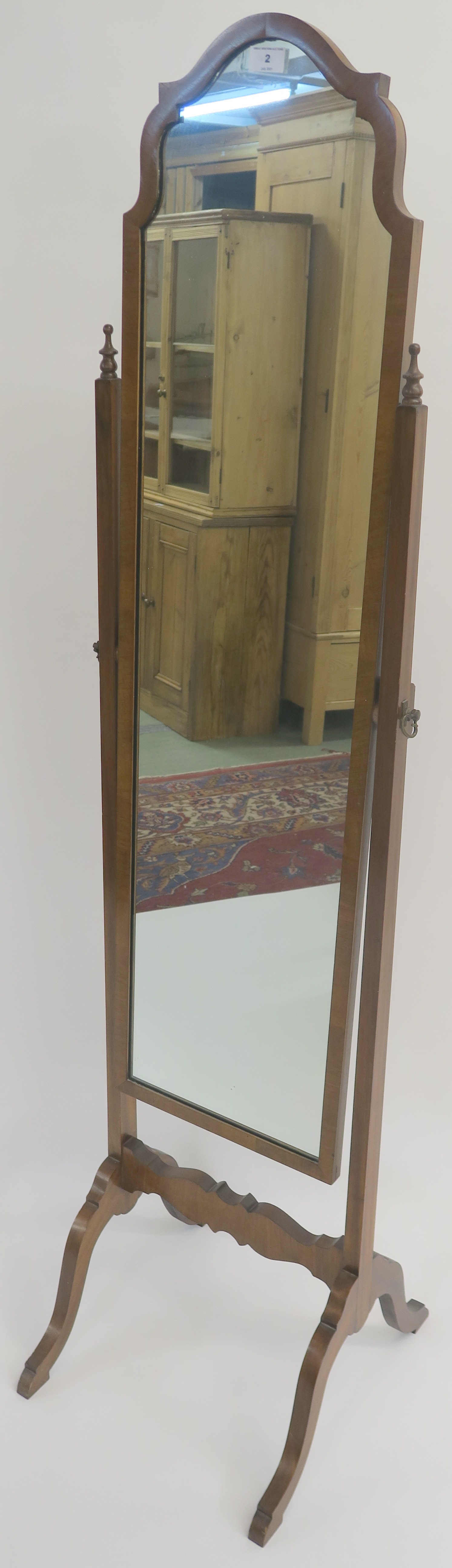 A walnut cheval mirror, 163cm high Condition Report: