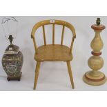 A vintage beech child's chair and two table lamps (3) Condition Report: Available upon request