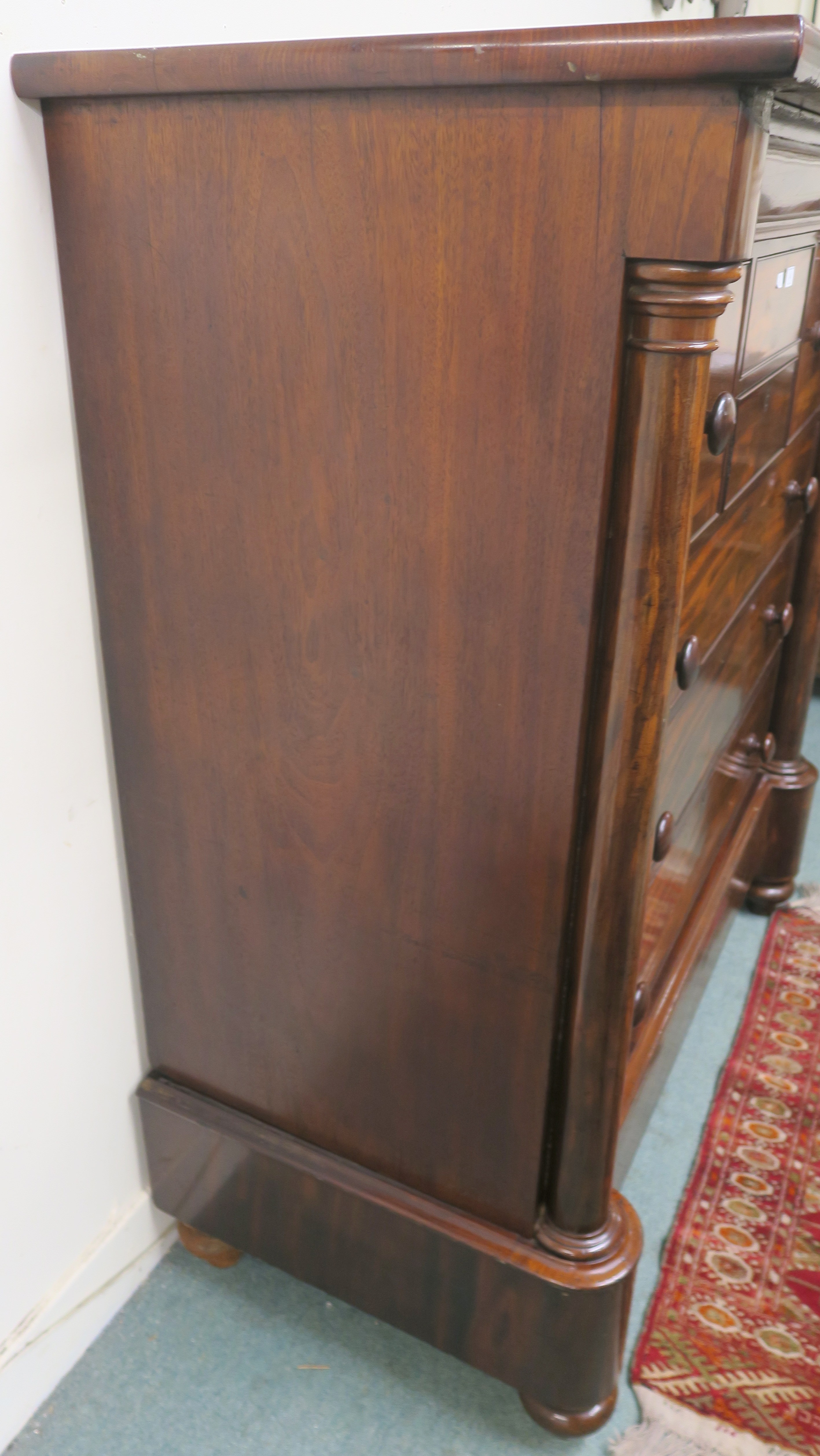 A Victorian mahogany ogee chest with frieze drawer over two small drawers flanked by two drawers - Image 5 of 7