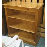 A pine open bookcase, 108cm high x 96cm wide x 45cm deep Condition Report: Available upon request