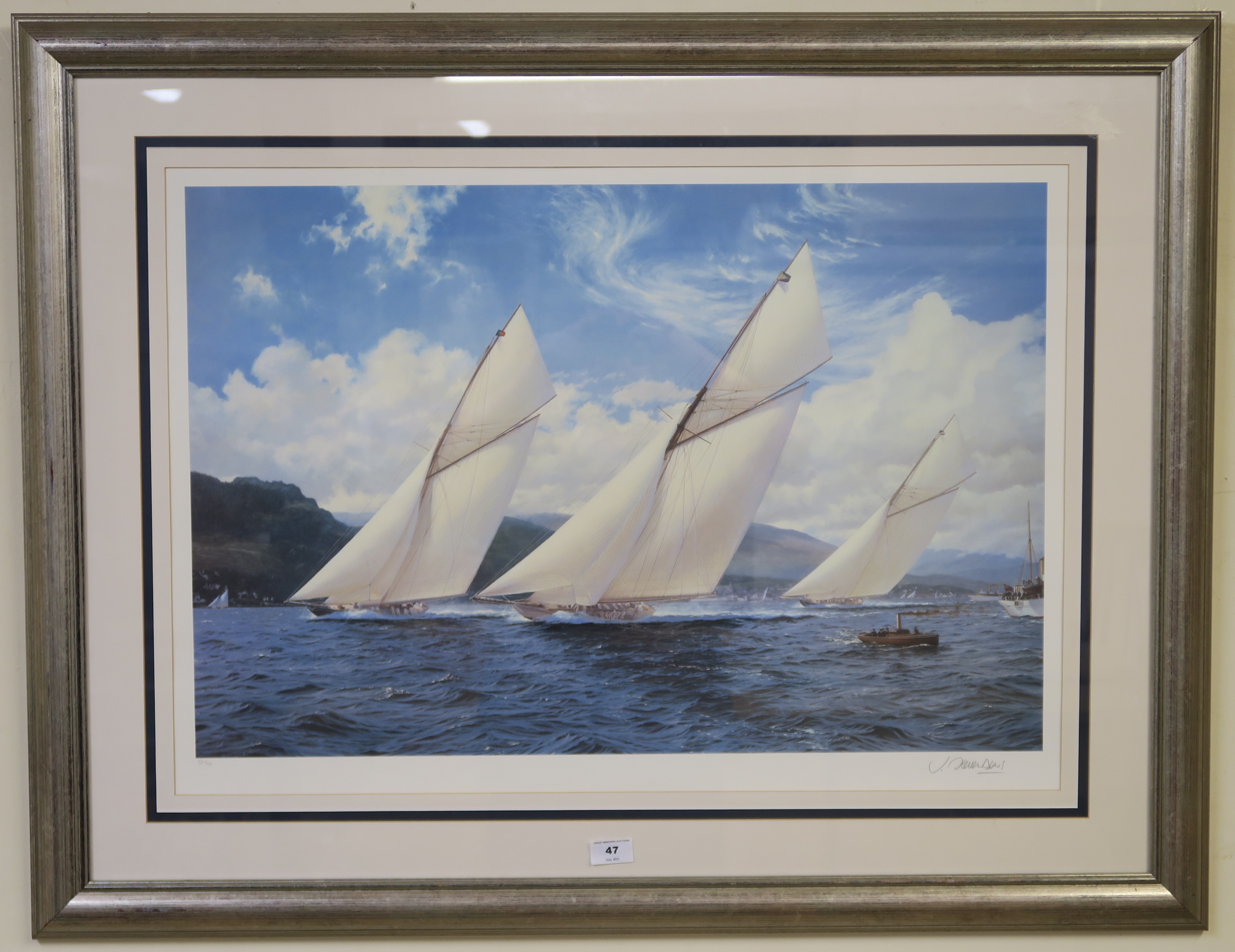 A J Steven Dews signed limited edition print 23/350 of yacht racing Condition Report: Available upon