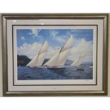 A J Steven Dews signed limited edition print 23/350 of yacht racing Condition Report: Available upon