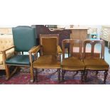 An oak ecclesiastical chair, an oak armchair and two Victorian oak chairs (4) Condition Report: