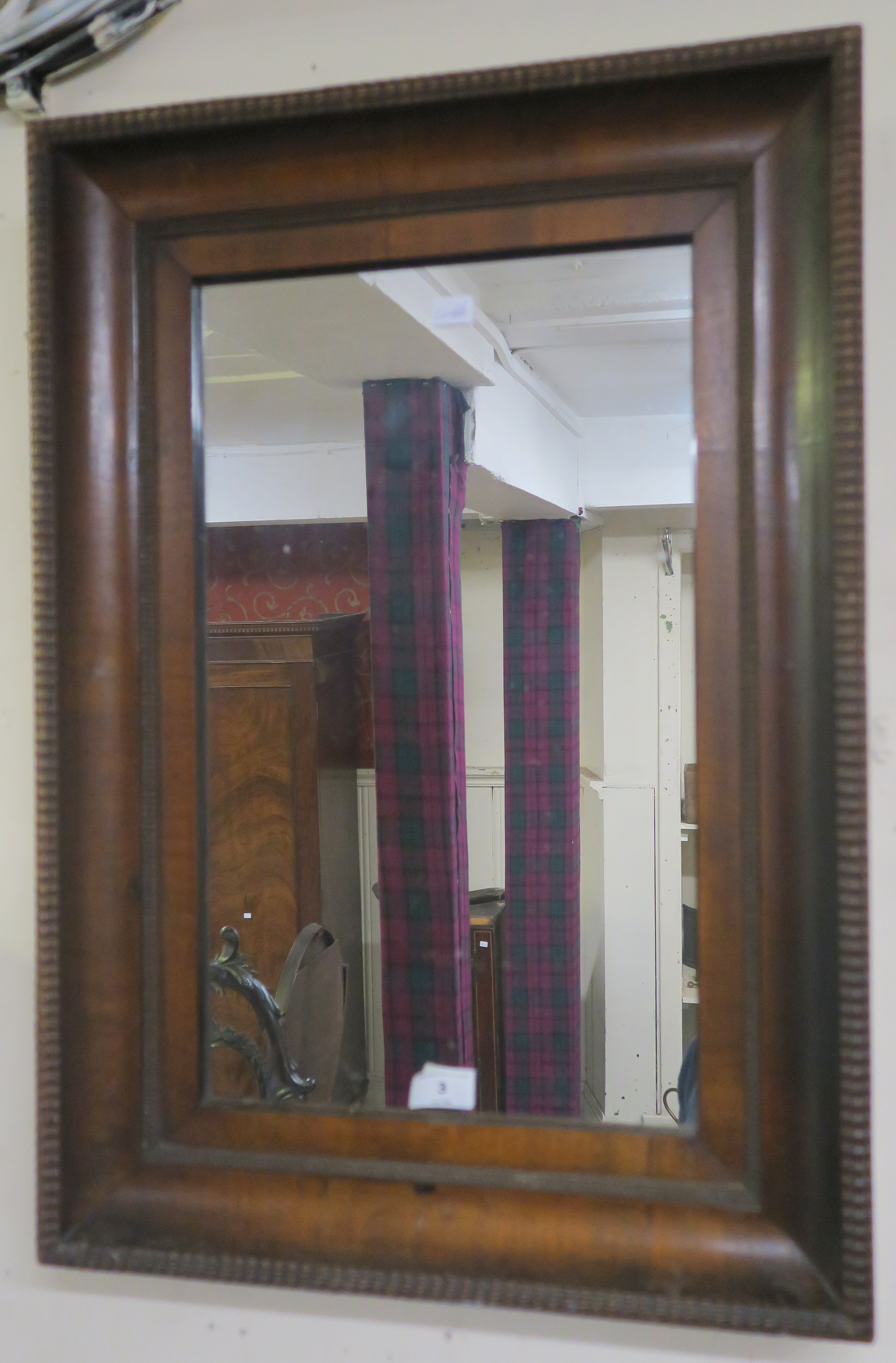 A Victorian walnut wall mirror with replacement glass, 70cm x 49cm Condition Report: Available