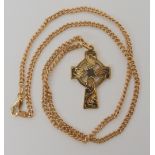 A 9ct gold Celtic cross and chain length of chain 45cm, weight 14gms Condition Report: Available