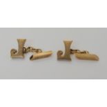 A pair of 9ct retro letter 'J' cufflinks with inscription dated 1962, weight 14.4gms