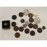 A cased 1/4 sovereign, 1.9 grams, with a small quantity of GB pre decimal coins Condition Report: