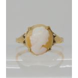 A 9ct gold cameo ring size P1/2, weight 1.9gms Condition Report: Available upon request
