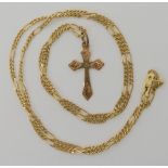 A 14k cross and chain chain approx 44cm, weight 4.6gms Condition Report: Available upon request