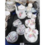 A lot comprising a Royal Sutherland floral decorated coffee service, transfer printed floral