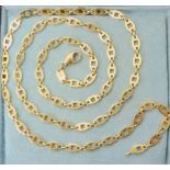 AN 18CT GOLD MAPPIN & WEBB FANCY LINK NECK CHAIN with flattened links, fully hallmarked Mn&Wb with