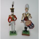 A DRESDEN FIGURE OF A DRUMMER OF THE THIRD GUARDS 29.5cm high and another of an Officer of the Third