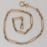 A 9CT ROSE GOLD FANCY LINK WATCH CHAIN with Chester hallmarks for 1900, length 46cm, weight 30gms