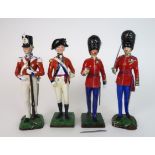 FOUR SITZENDORF MILITARY FIGURES including a Grenadier Guard, a Grenadier Guard Captain, an