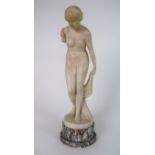 LUDWIG EISENBERGER (act.c.1895-1920) - AN ALABASTER MODEL OF A STANDING NUDE WOMAN modelled