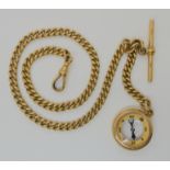 AN 18CT GOLD FOB CHAIN stamped with '18' and a crown to every link, date letter possibly 1884-85,