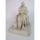 SIR JOHN STEELL RSA (1804-1891) PARIAN FIGURE OF SIR WALTER SCOTT modelled in a seated position next