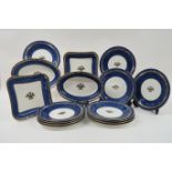 A WEDGWOOD DESSERT SERVICE the white ground with blue band with smaller band of decoration,