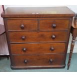 A Victorian mahogany two over three chest of drawers, 100cm high x 102cm wide x 45cm deep