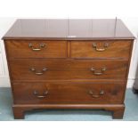 A Victorian mahogany two over three chest of drawers on bracket feet, 87cm high x 109cm wide x