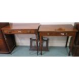 A Victorian mahogany hall table with single drawer on turned legs,81cm high x 91cm wide x 49cm