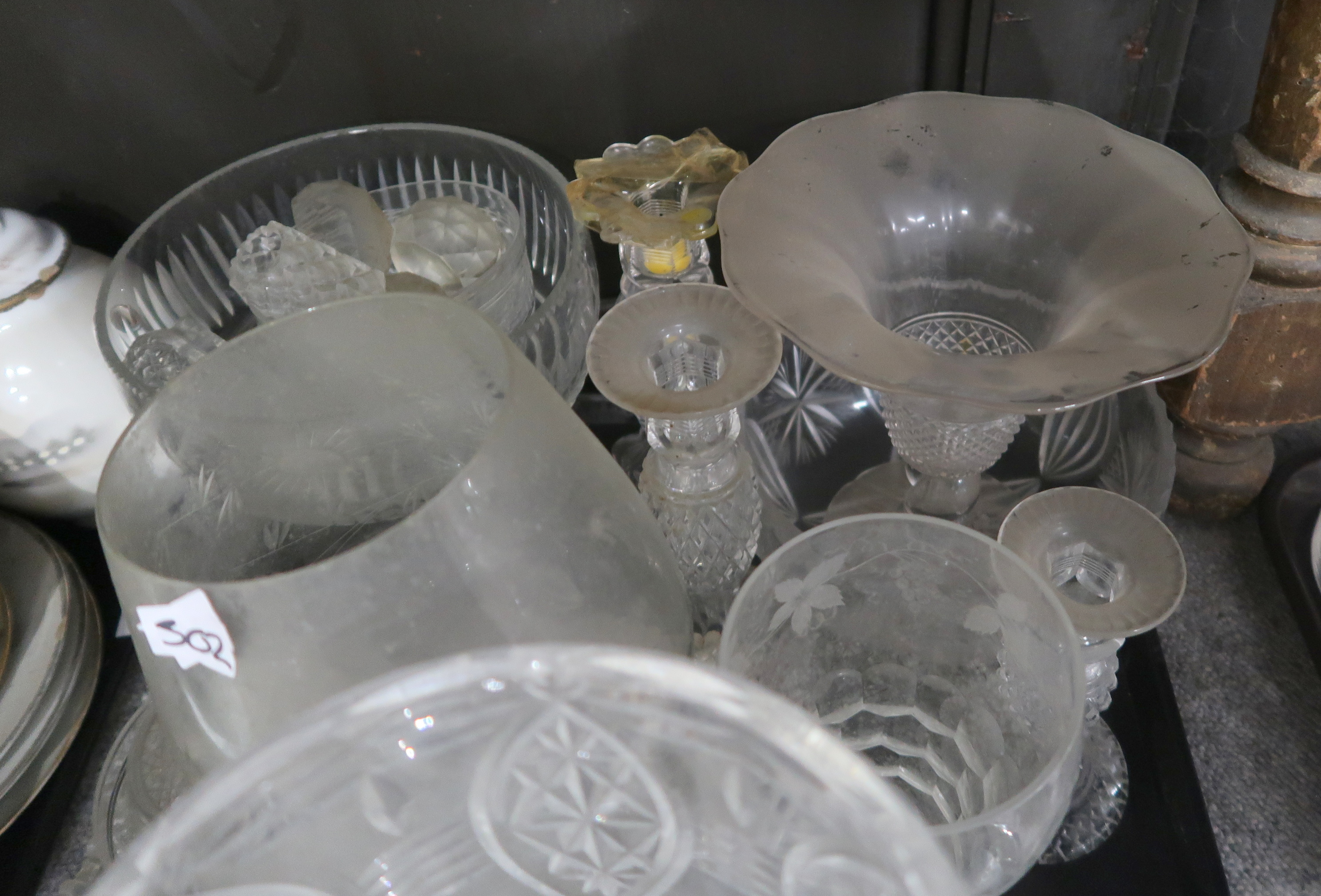 A lot comprising a quantity of cut glass & crystal, including press moulded vases, tazzas, - Image 2 of 3