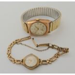 A 9ct gold ladies Rotary watch with integral strap, weight including mechanism 12.4gms, together