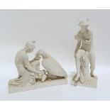 Two Royal Copenhagen Parian sculptures, circa 1900, including Ganymede and the Eagle and another