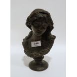 A bronze bust of a woman's head Condition Report: Available upon request