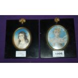 ENGLISH SCHOOL Portrait of a lady, miniature, watercolour, 9 x 7cm and another (2) Condition Report: