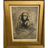 DENOVAN ADAM The Chimpanzee, signed, etching, dated, 1926, 23 x 17cm and pair of mezzotints (3)