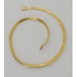 A 14k gold ribbon necklace (af) length 43.5cm, weight 39.4gms Condition Report: Available upon