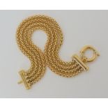 A 9ct gold four strand fancy link bracelet, Length 21cm, weight 22.1gms Condition Report: